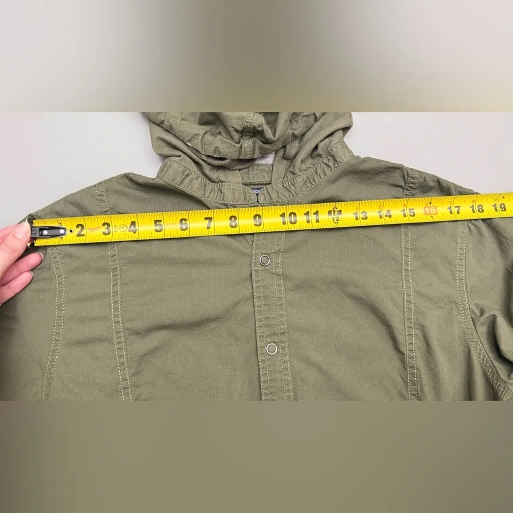 American Rag Olive Green Hooded Button Up Shirt Jacket Size M Cotton